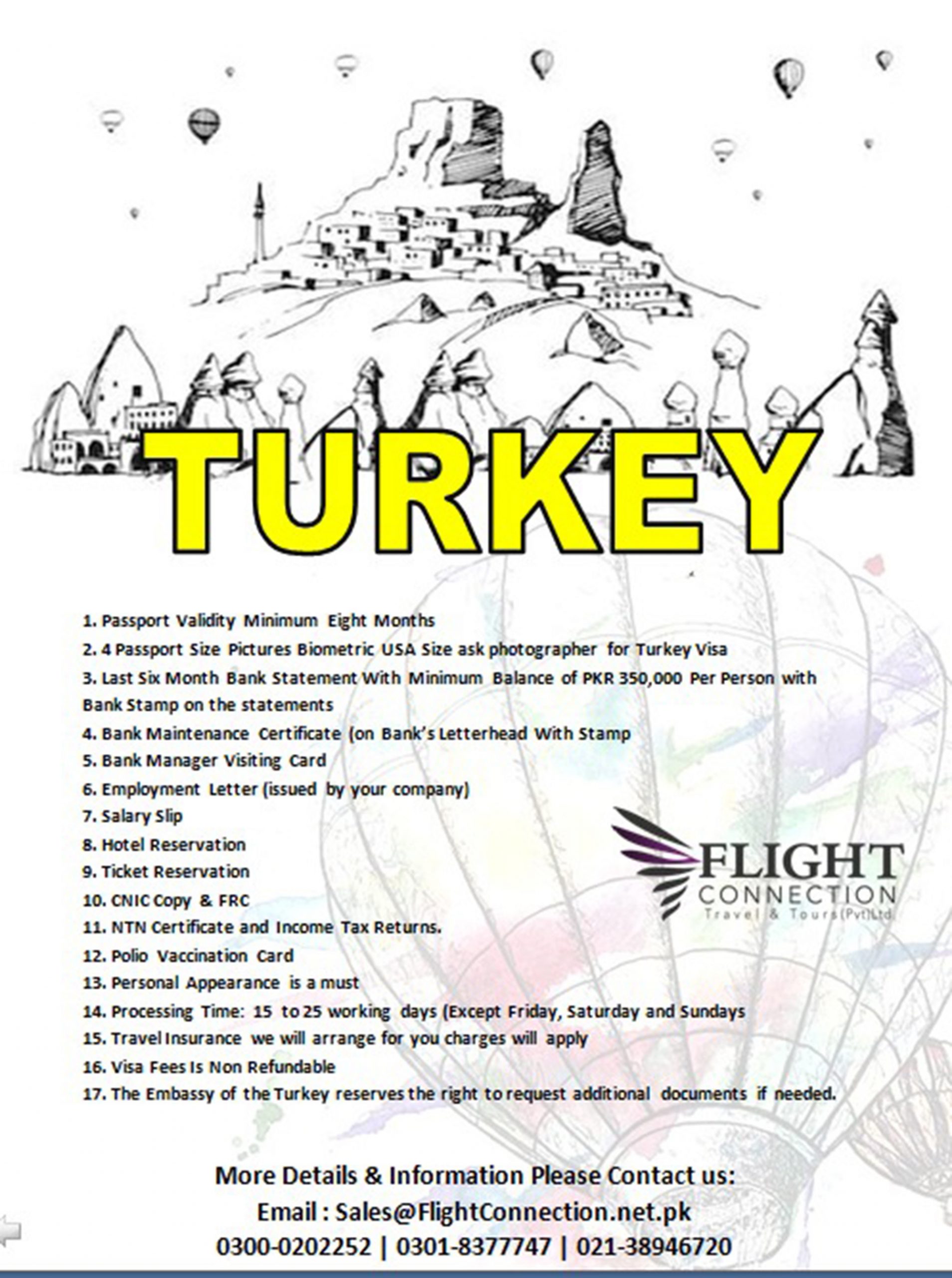 turkey visit visa checklist for pakistan